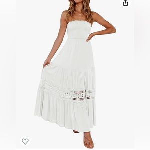 White Strapless Maxi Dress